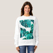 Teal Tropical Monstera Leaf Seamless Pattern Art Trui (Voorkant volledig)