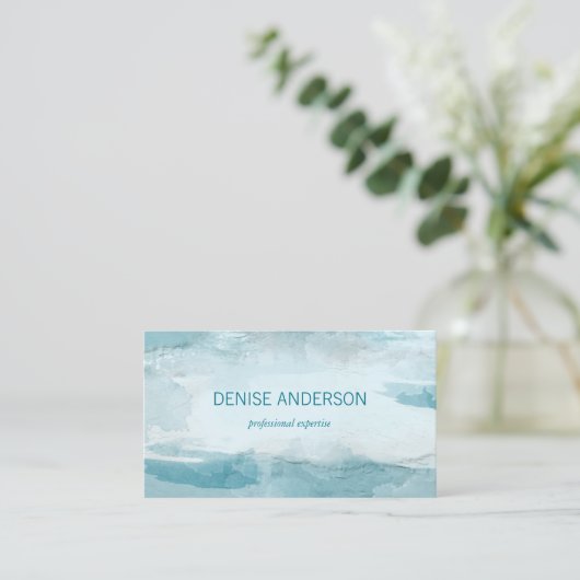 Teal Turquoise Abstract Ocean Business Card Visitekaartje (Staand voorkant)