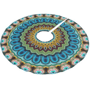 Teal Turquoise Blauw Groen Mandala Ster Patroon Kerstboom Rok