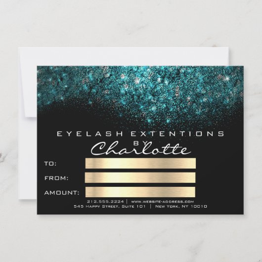 Teal Turquoise Blauw Zwart Wit Certificaat Cadeau (Voorkant)