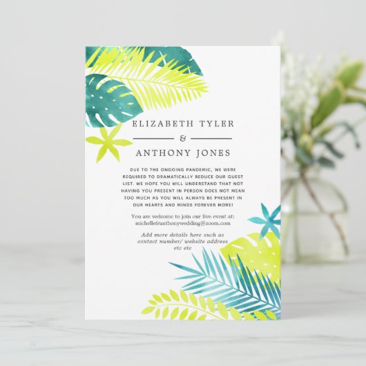 Teal - Turquoise en citroenen Tropische gastlijst Aankondiging (Staand voorkant)