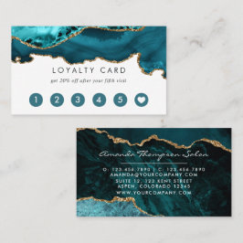 Teal - Turquoise en goud agaat Klantenkaartje