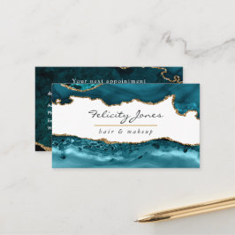 Teal - Turquoise en goud agaat Zakelijk Afsprakenkaartje