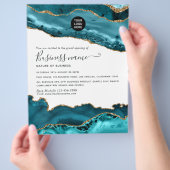 Teal - Turquoise en Goud Agate Grand Opening Flyer (Hand)
