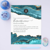 Teal - Turquoise en Goud Agate Grand Opening Flyer (Enkel)