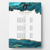 Teal - Turquoise en Goud Agate Zakelijk Fotoplaat (voorkant)