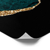 Teal - Turquoise en Goud Agate Zakelijke Poster (Hoek)