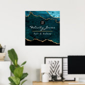 Teal - Turquoise en Goud Agate Zakelijke Poster (Thuiskantoor)