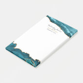 Teal - Turquoise en Goud Geode Agate Zakelijk Post-it® Notes (Schuin)