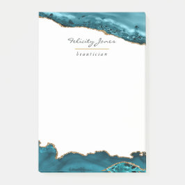 Teal - Turquoise en Goud Geode Agate Zakelijk Post-it® Notes