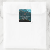 Teal - Turquoise en Goud Geode Agate Zakelijk Vierkante Sticker (Tas)