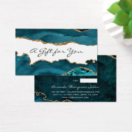 Teal - Turquoise en gouden agaat cadeaubon Visitekaartje