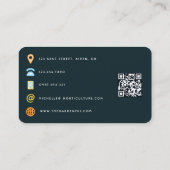 Teal - Turquoise en gouden agatsteen QR-code Visitekaartje (Achterkant)