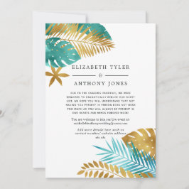 Teal - Turquoise en Gouden Tropische Gastlijst Aankondiging