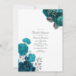Teal - Turquoise en Zilveren Bruiloft Feest Kaart