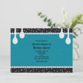 Teal Turquoise & Glam Diamonds Feest Uitnodigingen (Staand voorkant)