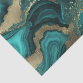 Teal Turquoise Gold Glitter Agate Geode Marble Tissuepapier (Detail)