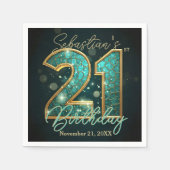 Teal Turquoise Gold Mosaic Agate 21st Birthday Servet (Voorkant)