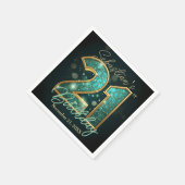 Teal Turquoise Gold Mosaic Agate 21st Birthday Servet (Hoek)