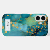 Teal, Turquoise & Goud Marmer Case-Mate iPhone Case (Achterkant (horizontaal))