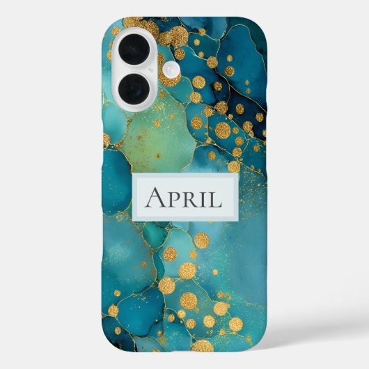 Teal, Turquoise & Goud Marmer  Case-Mate iPhone Case (Achterkant)