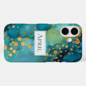 Teal, Turquoise & Goud Marmer  Case-Mate iPhone Case (Achterkant (horizontaal))