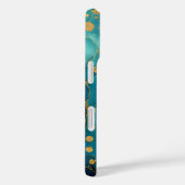 Teal, Turquoise & Goud Marmer Case-Mate iPhone Case (Achterkant / Rechts)