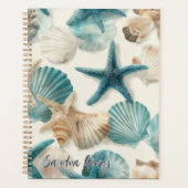 Teal Turquoise green corals pattern Planner (Voorkant)