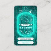 Teal Turquoise Mint Neon Bakery Custom Logo Name Visitekaartje (Voorkant)