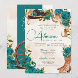 Teal Turquoise Quinceanera Charro Westerse Roos Kaart