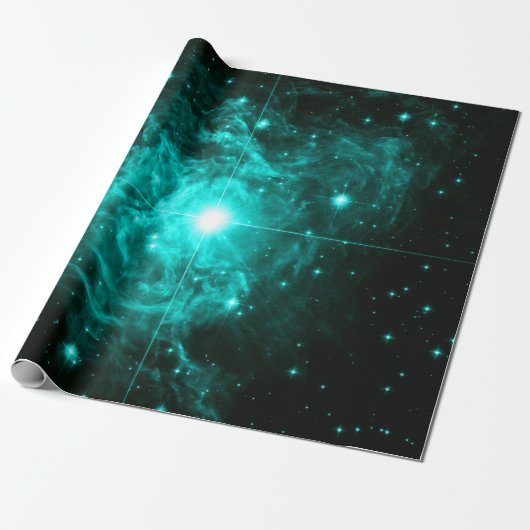 Teal Turquoise Ster Cadeaupapier (Uitgerold)