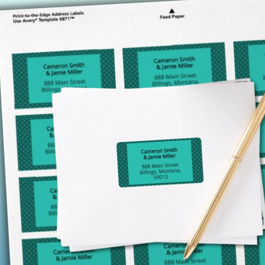 Teal Turquoise Stippen Adres Etiket