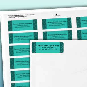 Teal Turquoise Stippen Retouradres Etiket