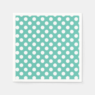Teal Turquoise & Witte Stippen Verjaardagsfeestje Servet