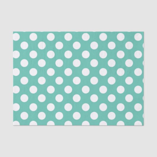 Teal Turquoise & Witte Stippen Verjaardagsfeestje Tissuepapier (Voorkant)