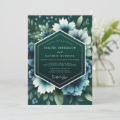 Teal Twilight Anemone Bruiloft Kaart (Staand voorkant)