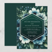 Teal Twilight Anemone Bruiloft Kaart (Voorkant / Achterkant)