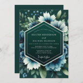 Teal Twilight Anemone Wedding Kaart (Voorkant / Achterkant)