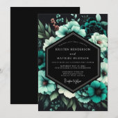 Teal Twilight Bloom Wedding Kaart (Voorkant / Achterkant)