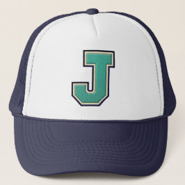 Teal Varsity Letter "J" Trucker Pet