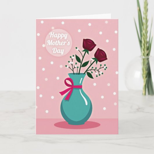 Teal Vase Happy Mothers Day Card Kaart (Voorkant)