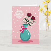 Teal Vase Happy Mothers Day Card Kaart (Gele Bloem)