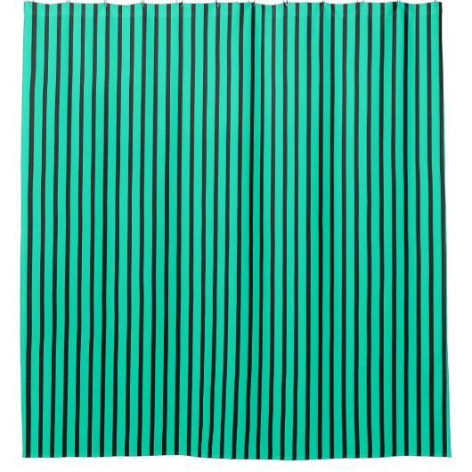 Teal verticale strepenpatroon douchegordijn (Voorkant)