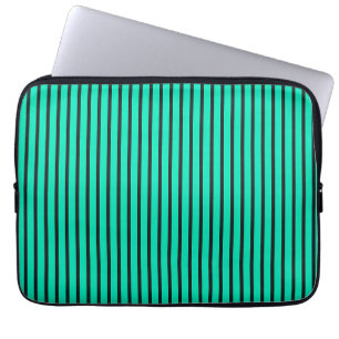 Teal verticale strepenpatroon laptop sleeve