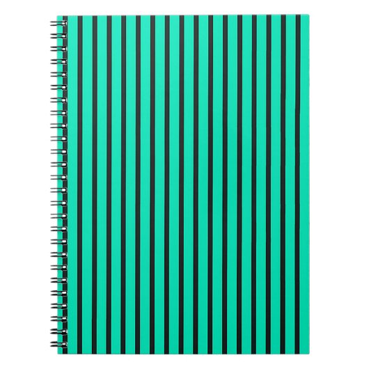 Teal verticale strepenpatroon notitieboek (Voorkant)