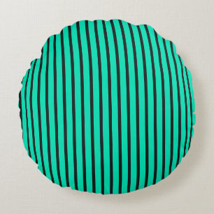 Teal verticale strepenpatroon rond kussen