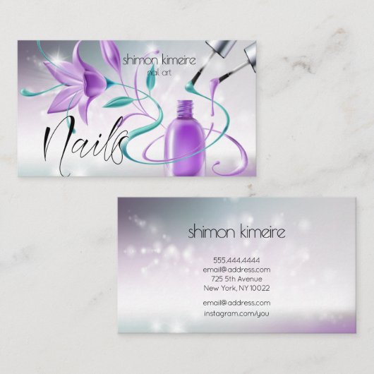 Teal & Violet Nagelstylist Professionele Salon Spa Visitekaartje (Voorkant / Achterkant)
