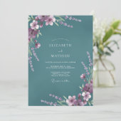 Teal Violet Wisteria Bruiloft Kaart (Staand voorkant)