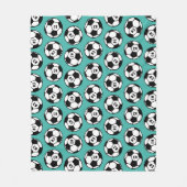 Teal Voetbal Nummer Patroon Fleece Deken (Voorkant)