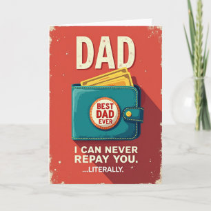 Teal Wallet Papa Illustratiekaart Kaart